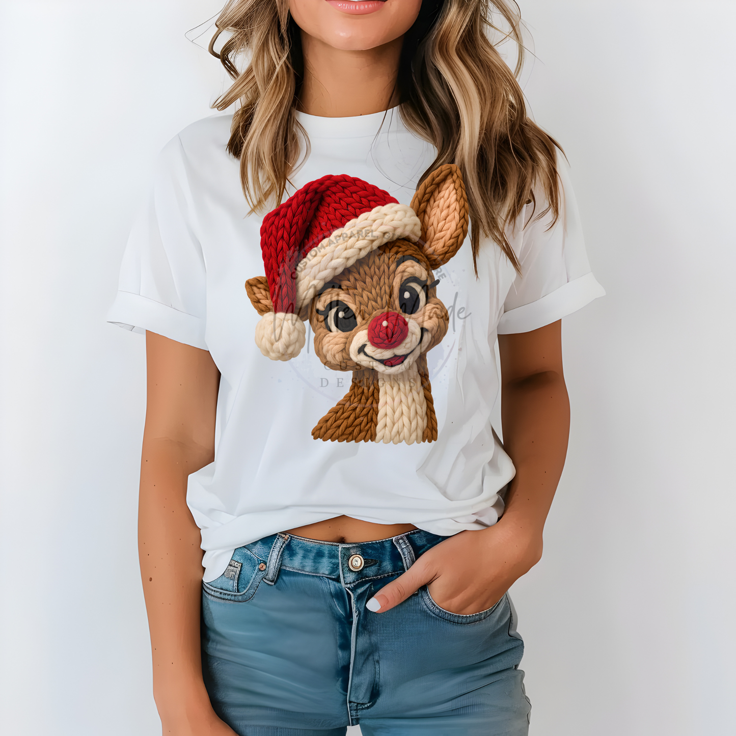 Crochet Christmas Reindeer DTF Transfer