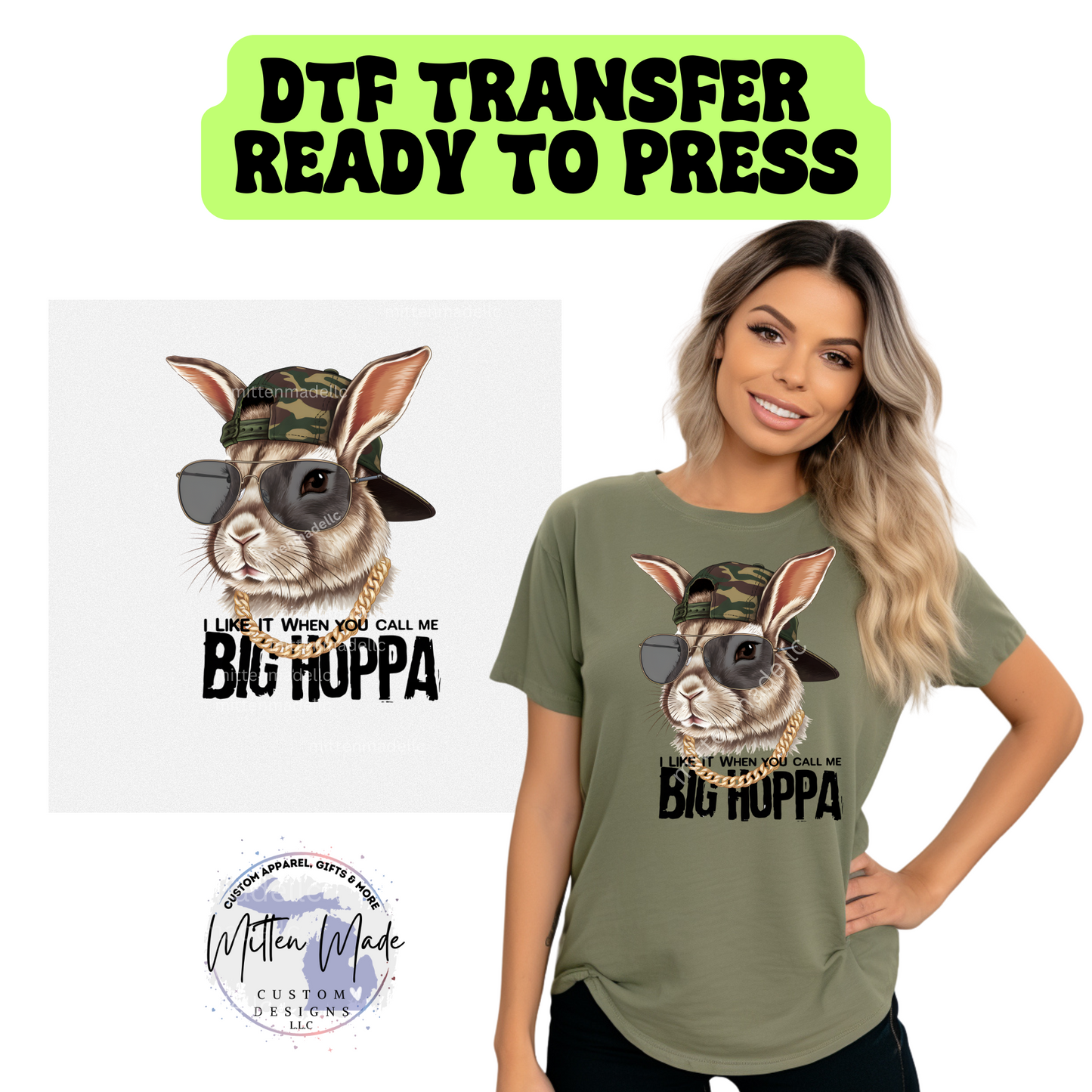 Big Hoppa Easter Bunny DTF Transfer