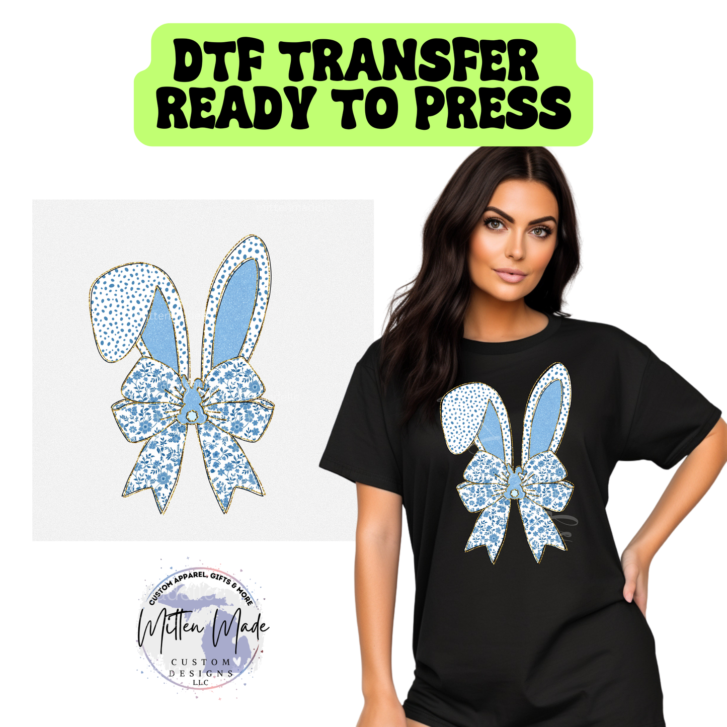 Blue Toile Easter Bunny