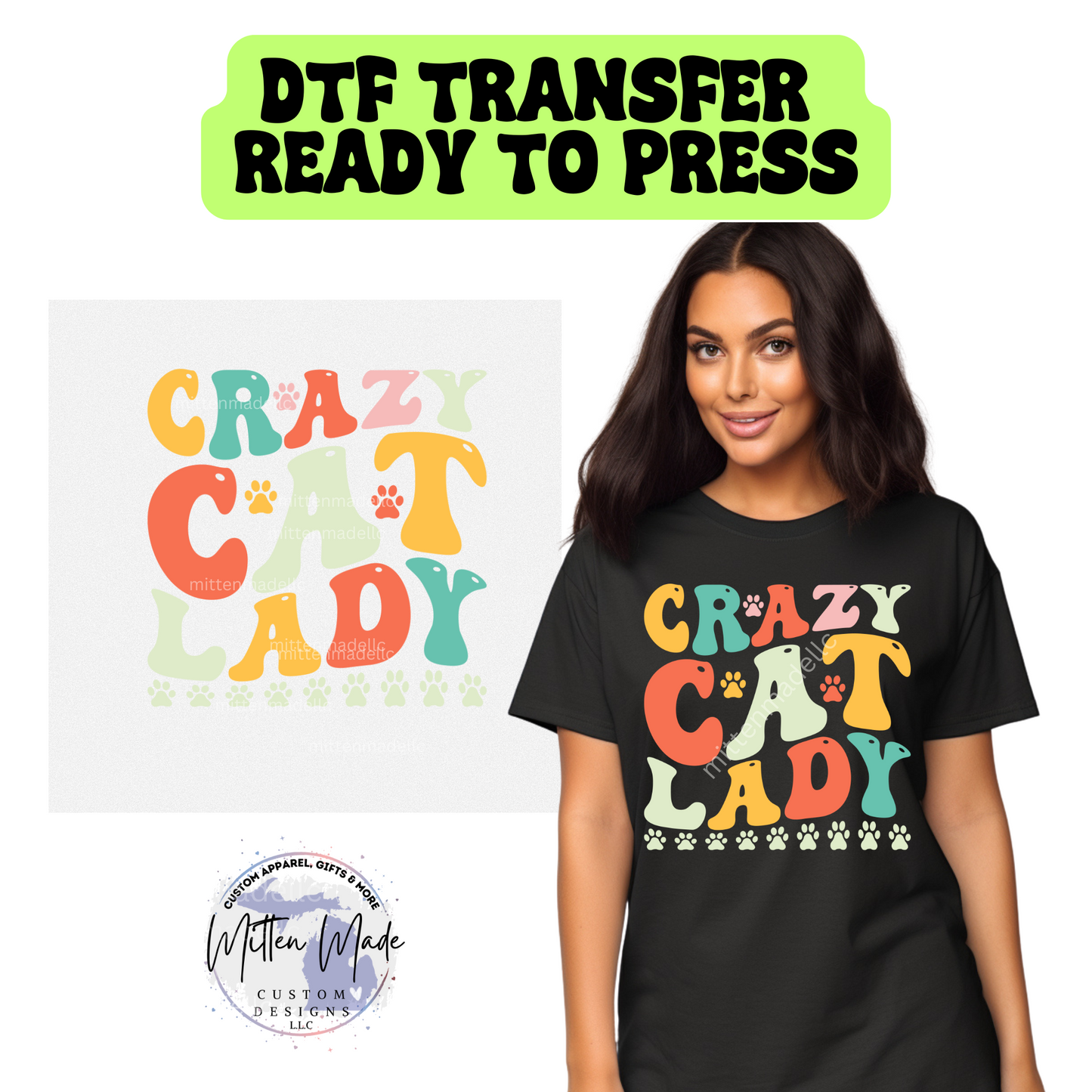 Crazy Cat Lady DTF Transfer