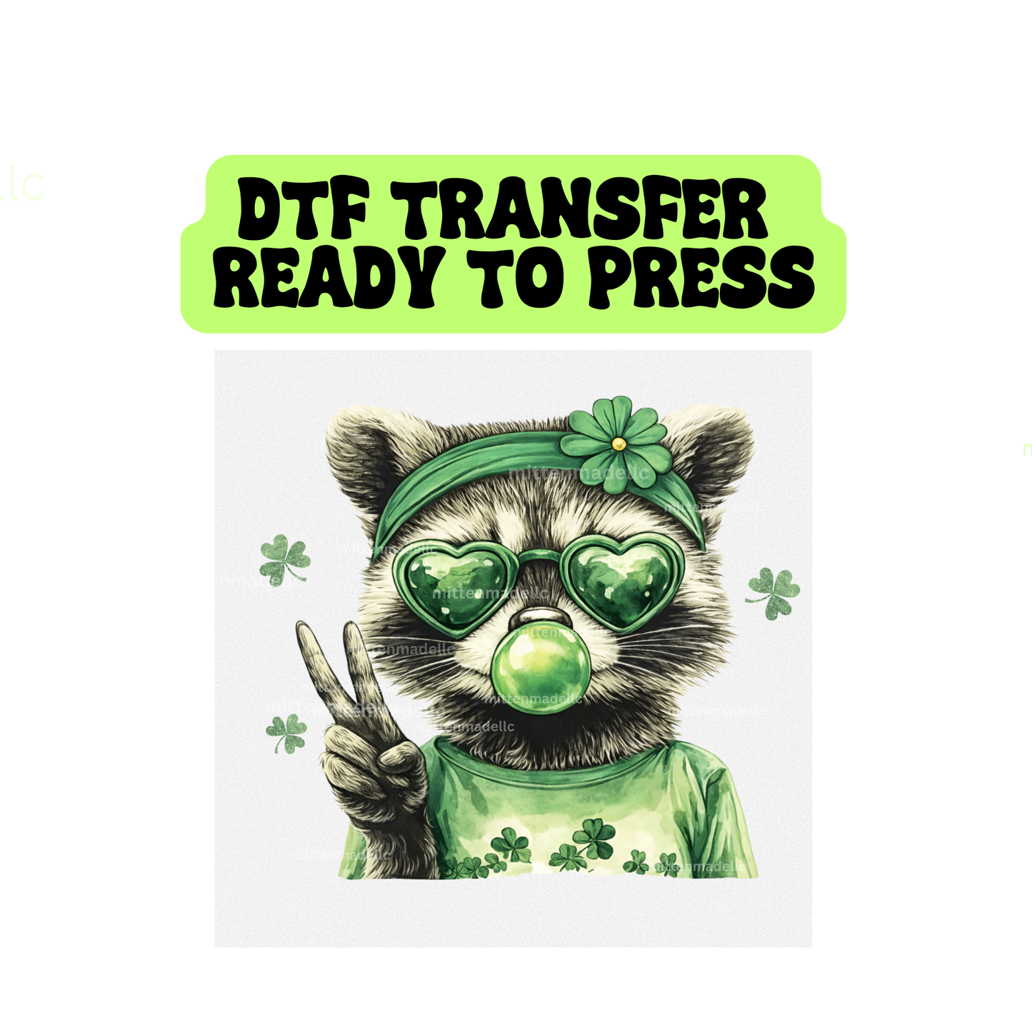 St Paddy's Day Racoon DTF Transfer