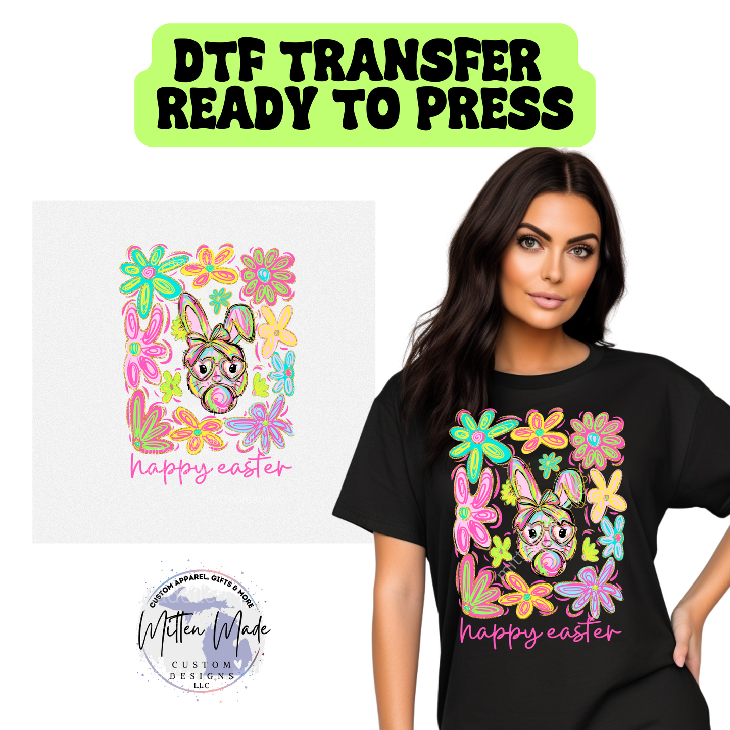 Happy Easter Sparkly DTF Transfer