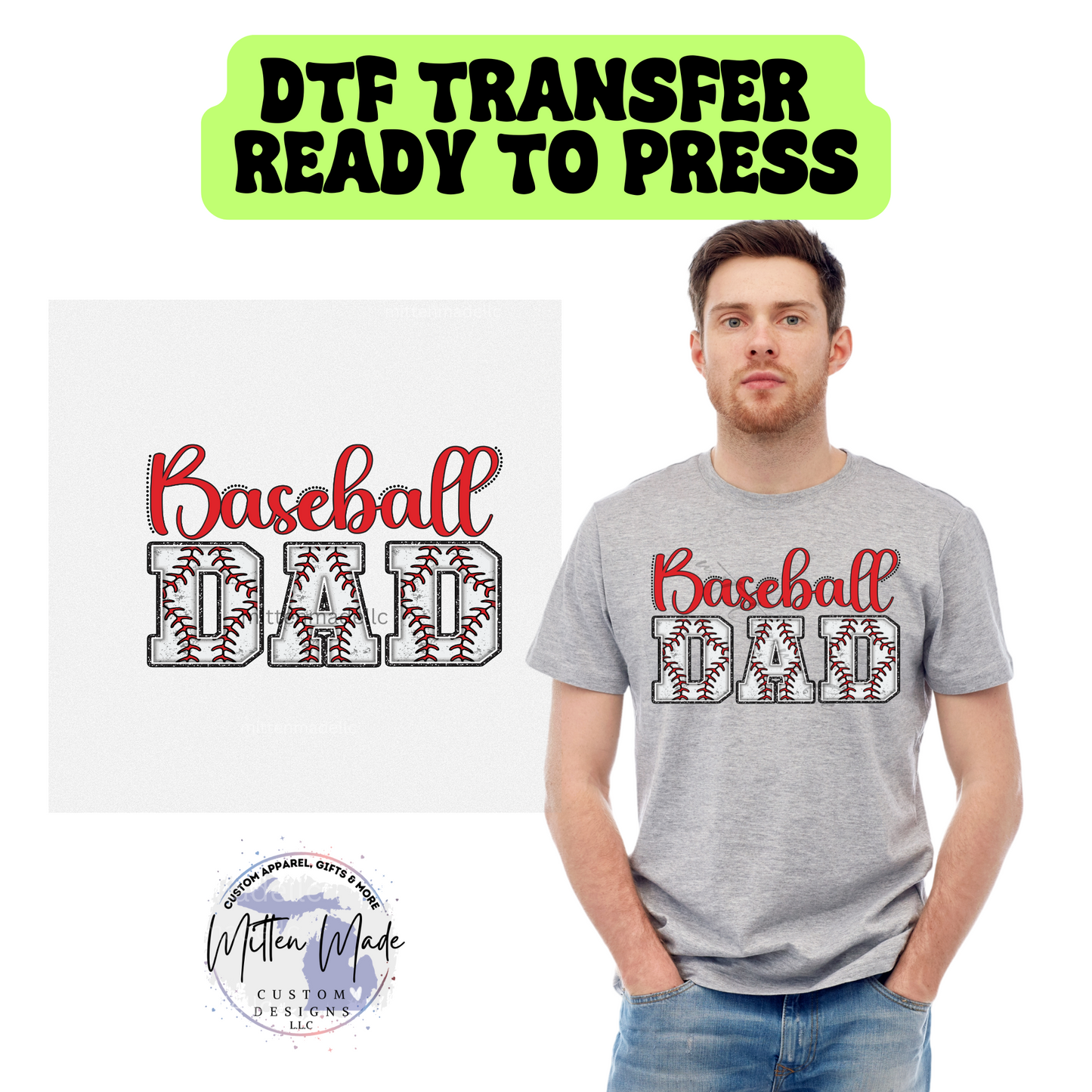 Baseball Dad DTF Transfer