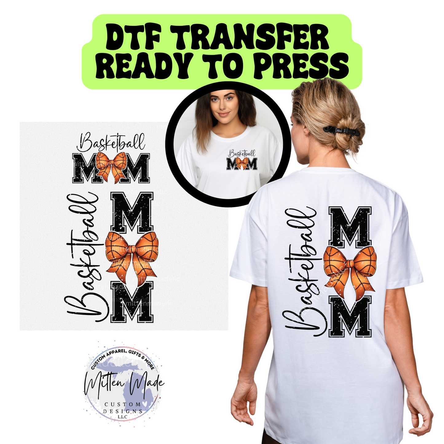 Basketball Mom Front & Back Design DTF Transfer