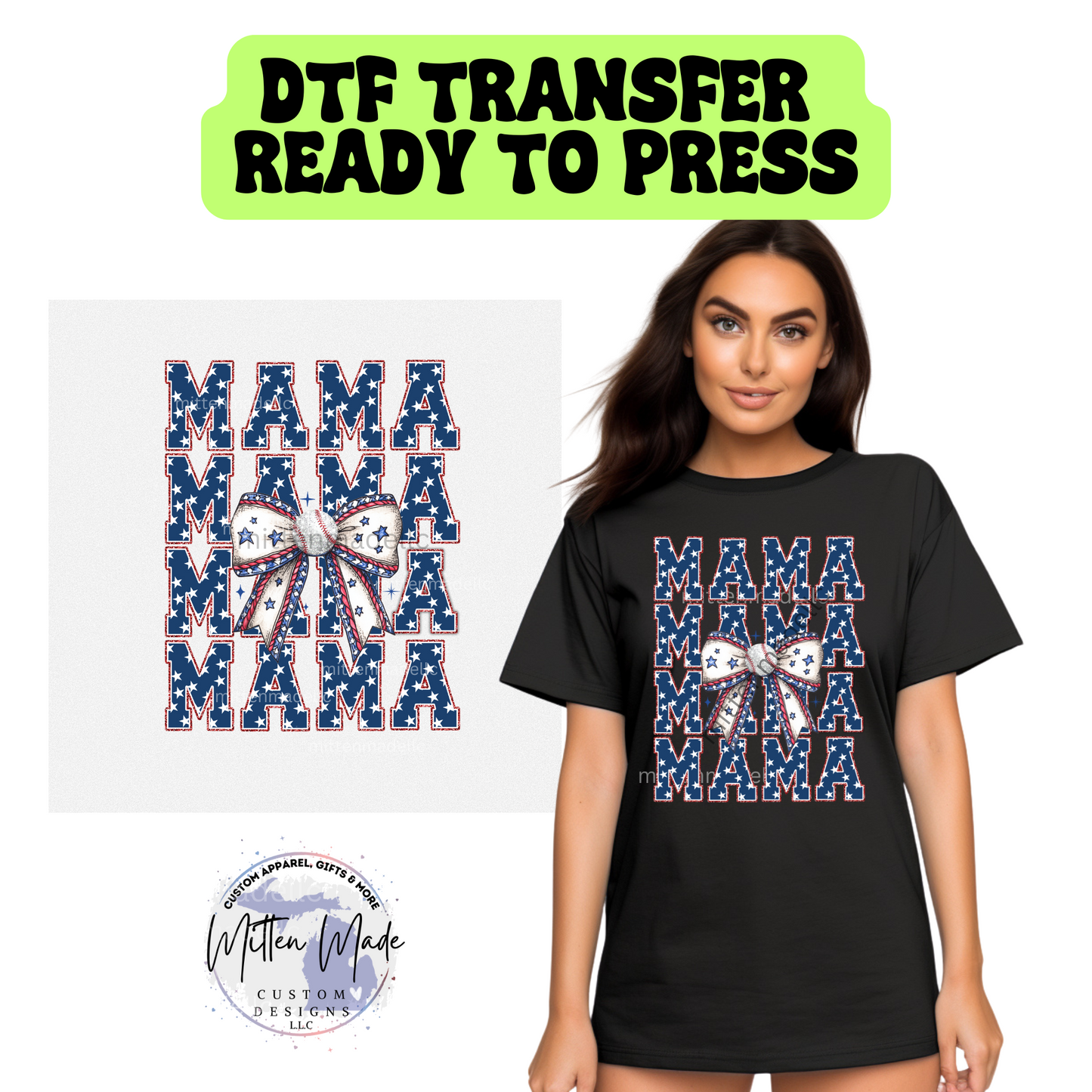 Baseball Mama DTF Transfer
