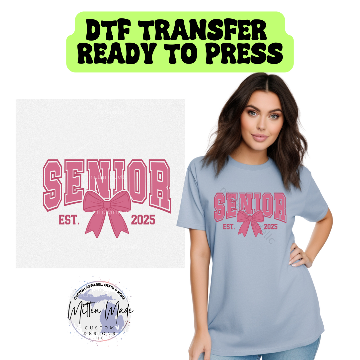 Senior 2025 Pink Coquette DTF Transfer