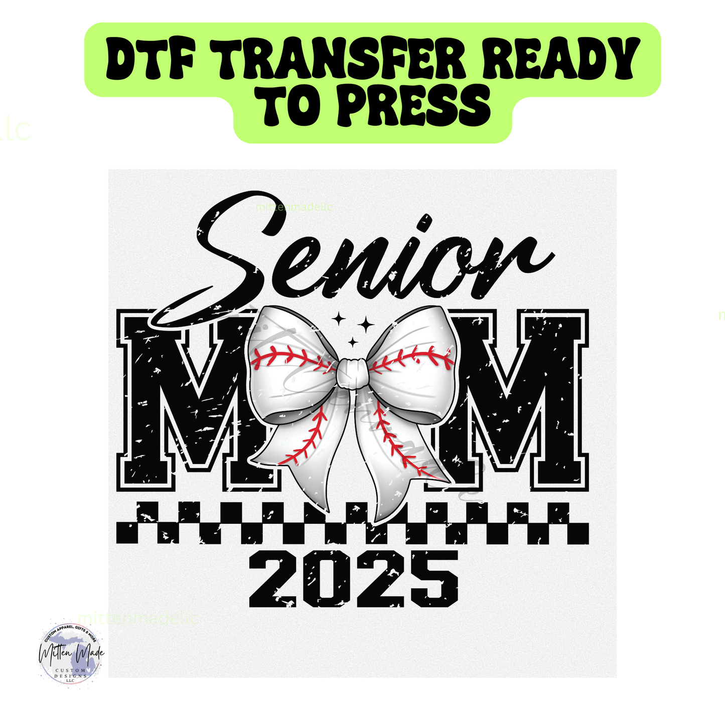 Senior 2025 Baseball Mom DTF Transfer