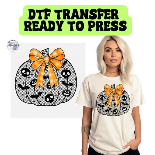 Black Lace Pumpkin Ready To Press DTF Transfer