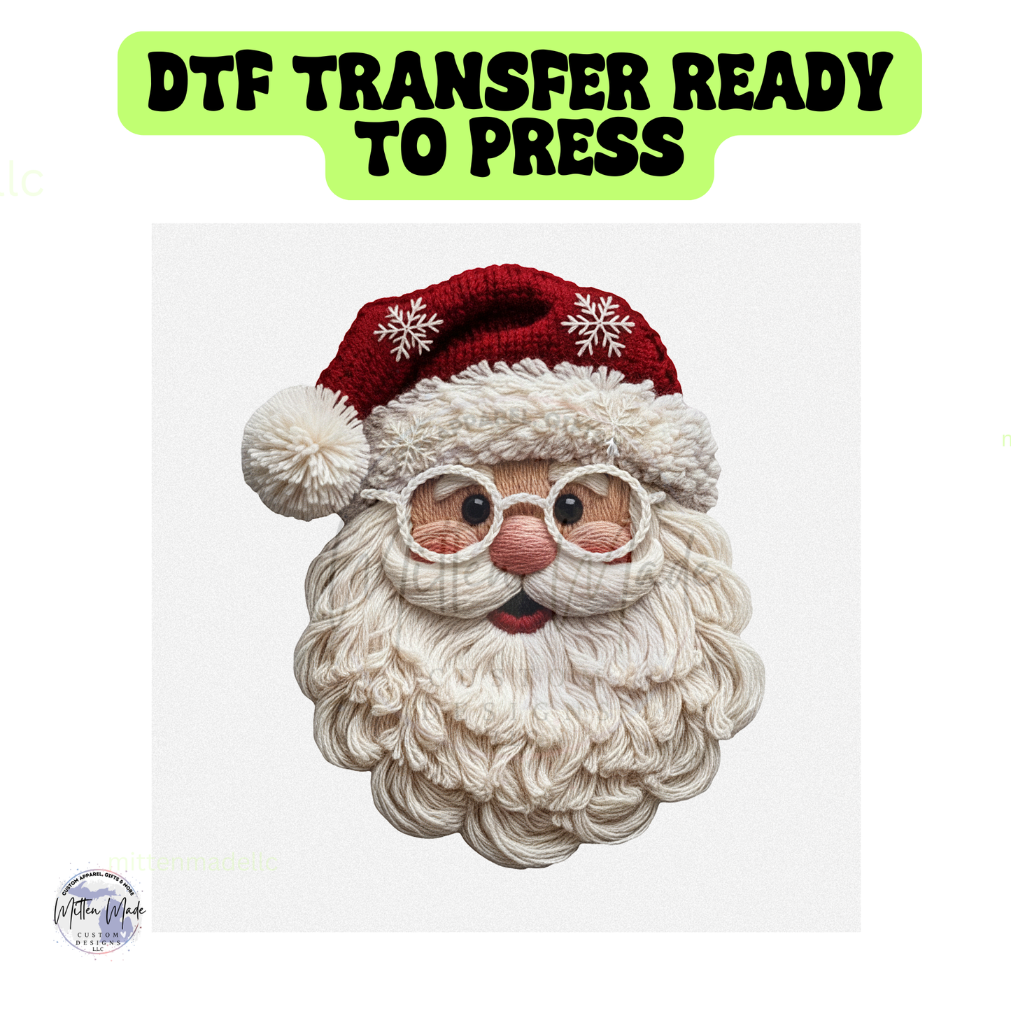 Crochet Christmas Santa Ready To Press DTF Transfer