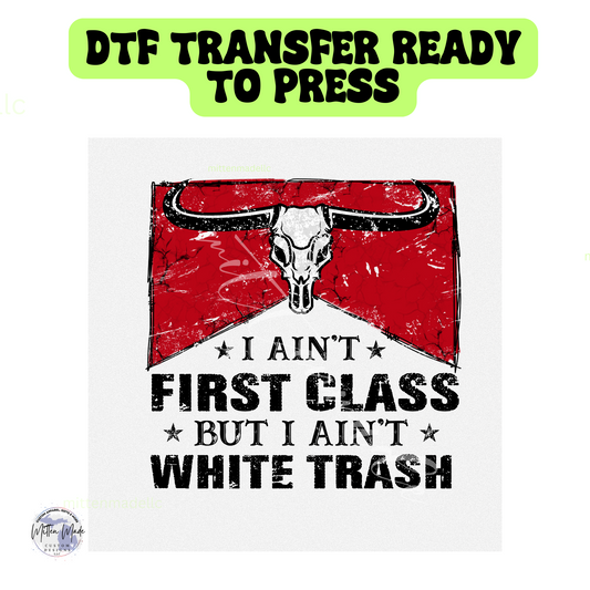 I Aint First Class But I Ain't White Trash DTF Transfer