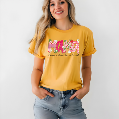 Custom Preppy Strawberry Mama With Names T Shirt