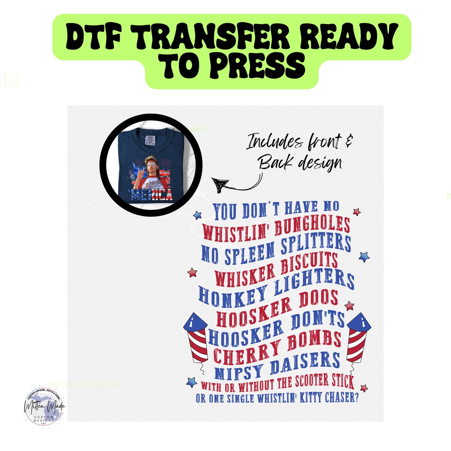 Joe Dirt Merica DTF Transfer