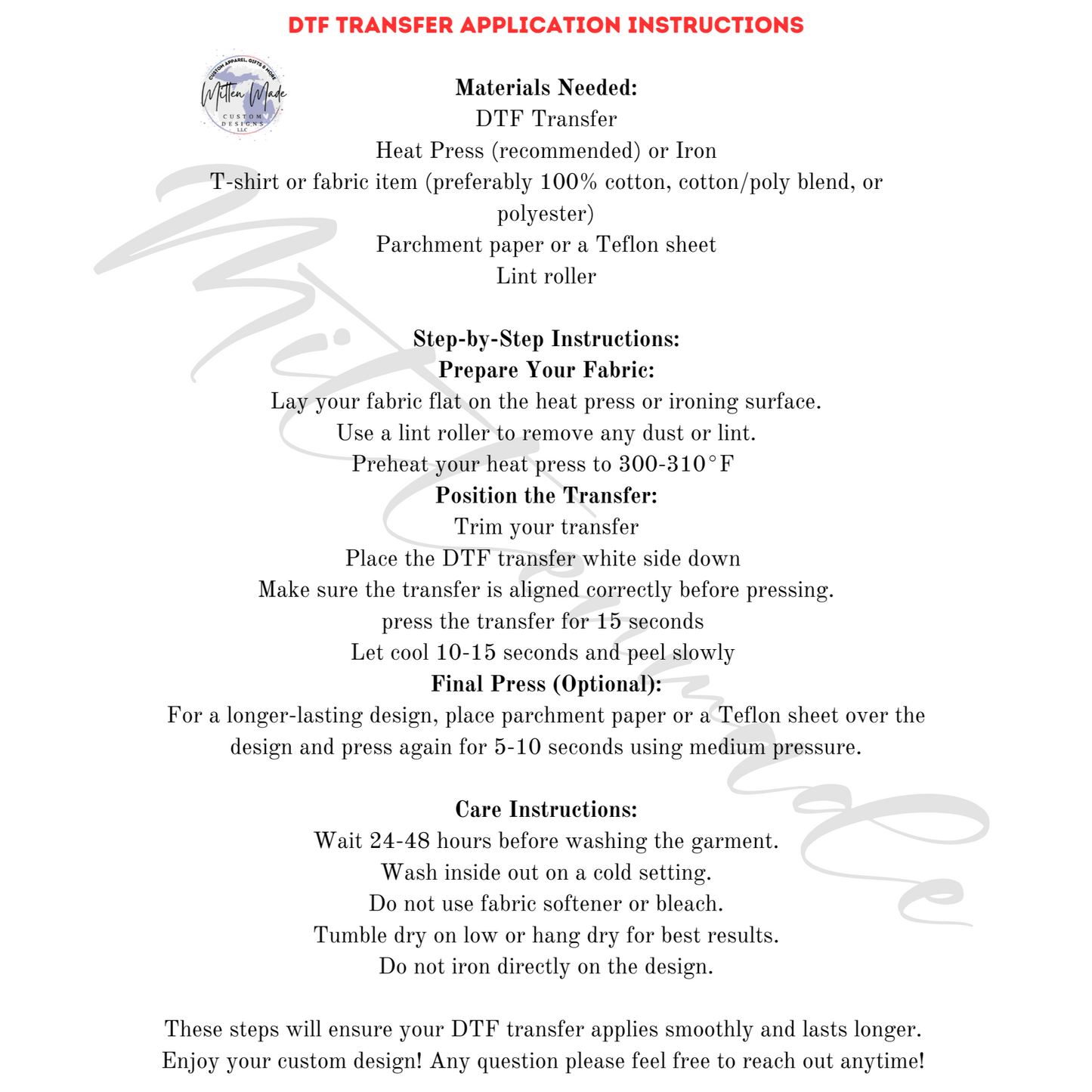 Custom DTF Transfers