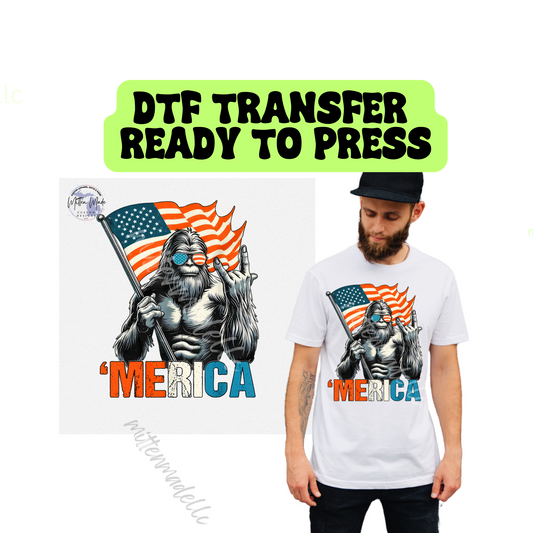 Bigfoot Merica 4th Of July DTF Transfer