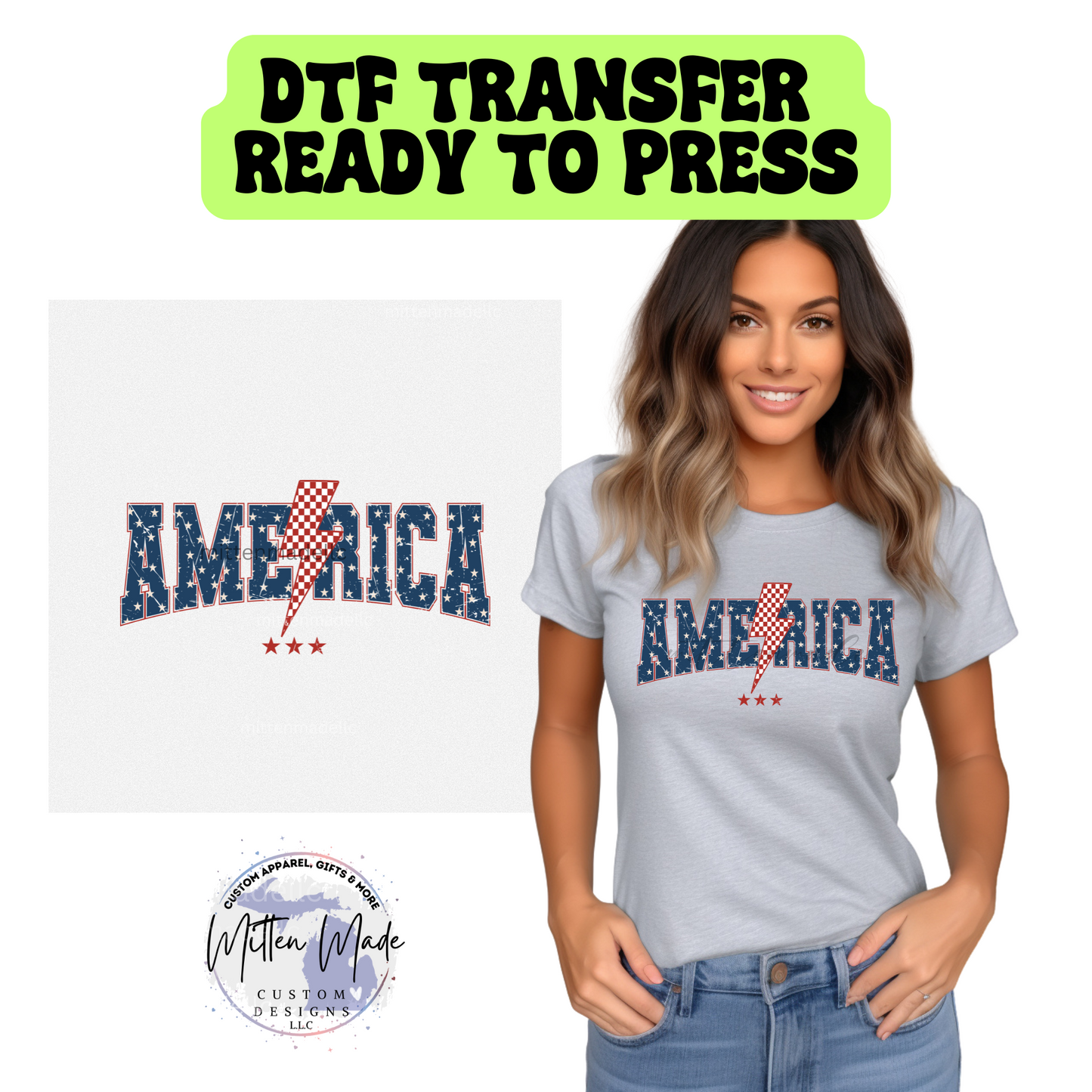 America 4th Of July DTF Transfer