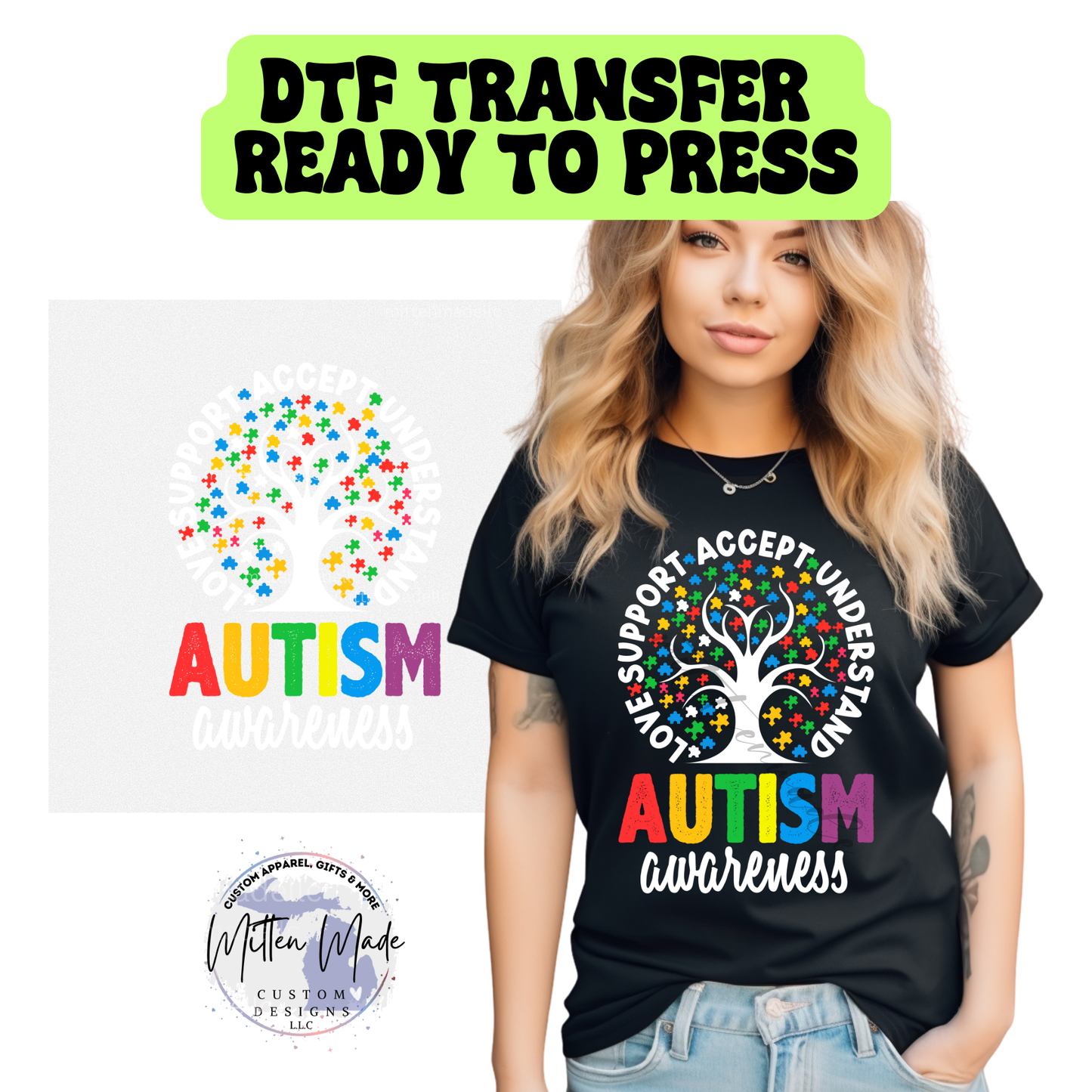 Autism Tree Awareness DTF Transfer