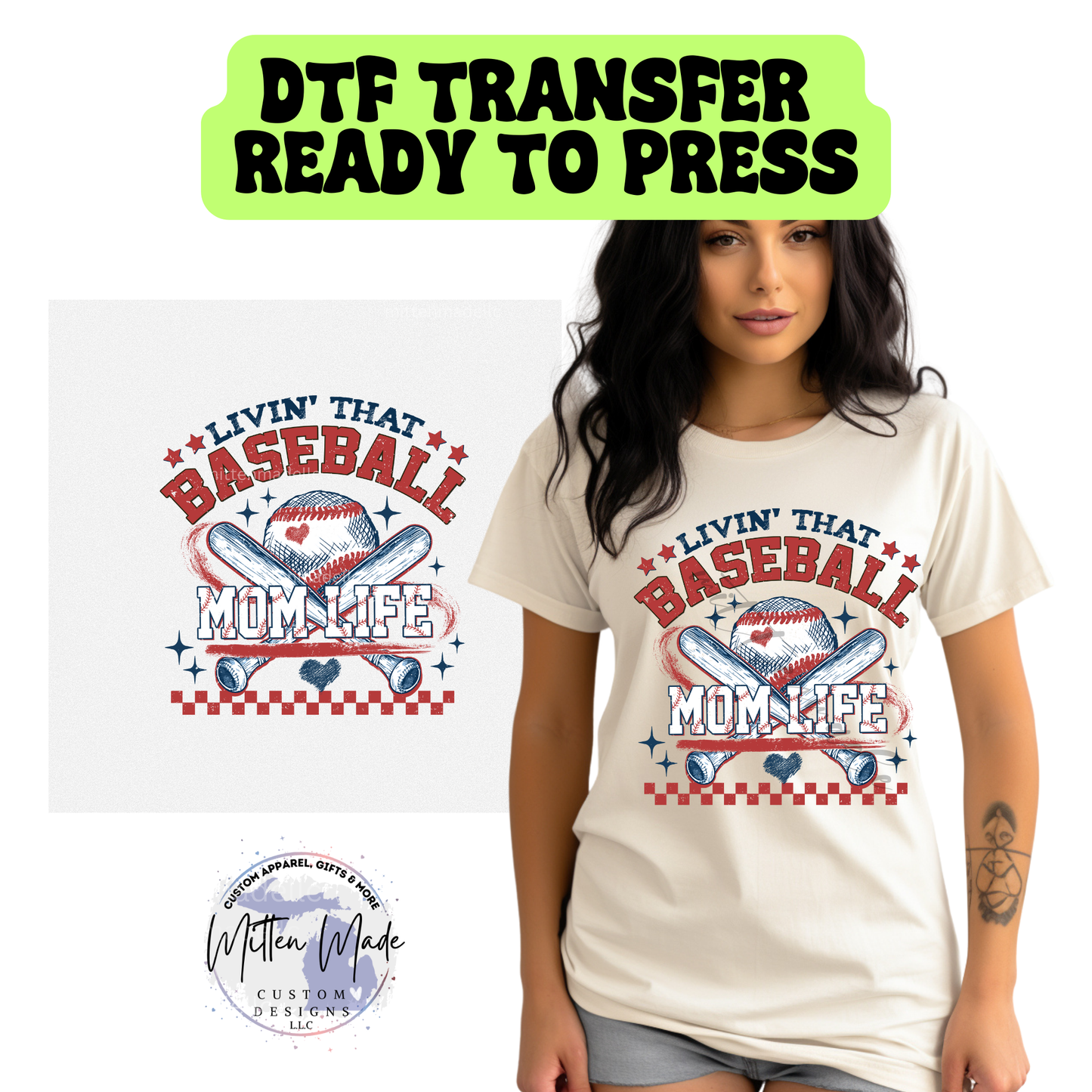 Livin' That Baseball Mom Life DTF Transfer