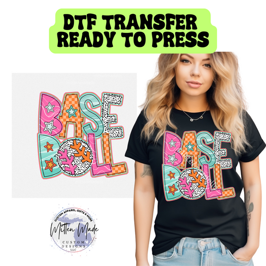 Baseball Colorful DTF Transfer
