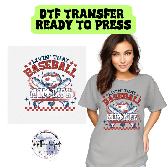 Baseball Mom Life DTF Transfer
