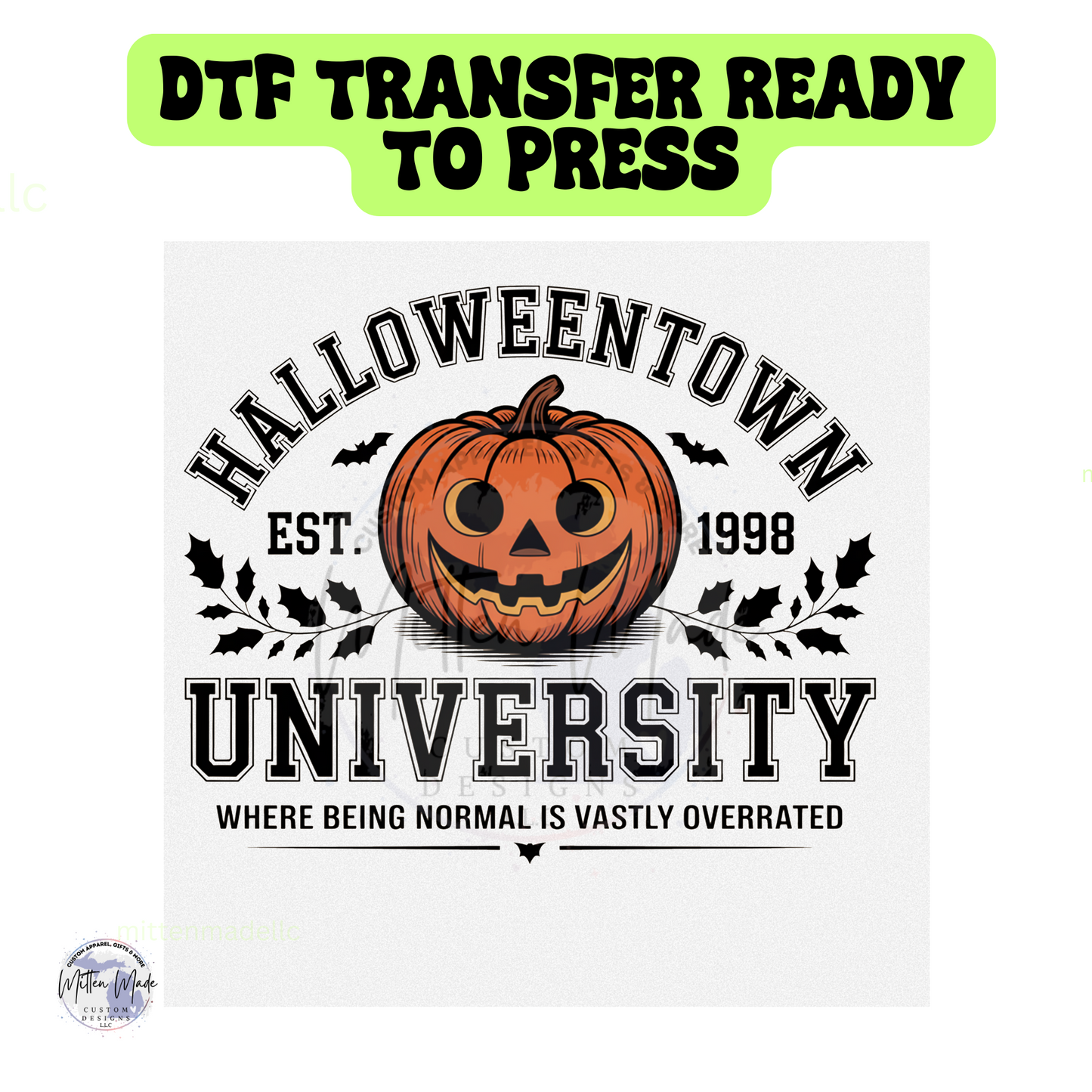 Halloweentown University DTF Transfer