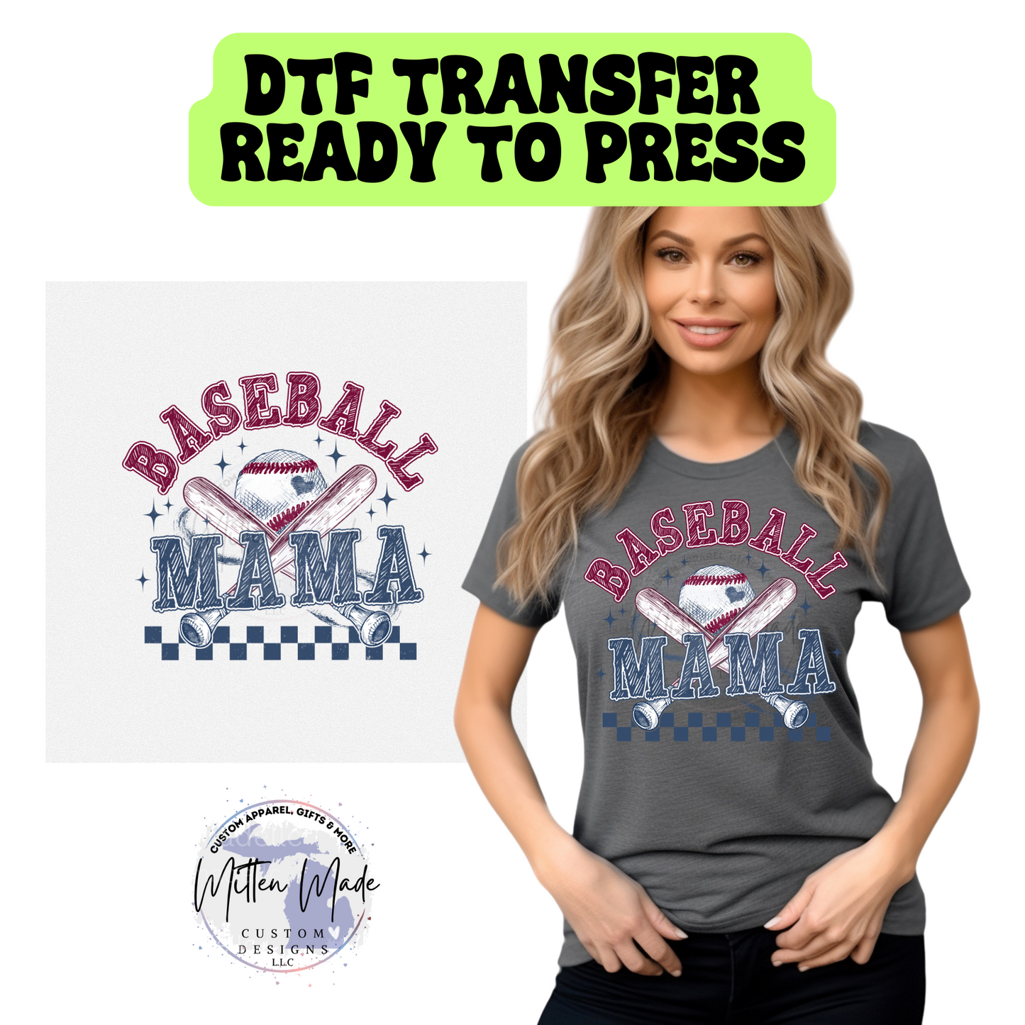 Retro Baseball Mama DTF Transfer
