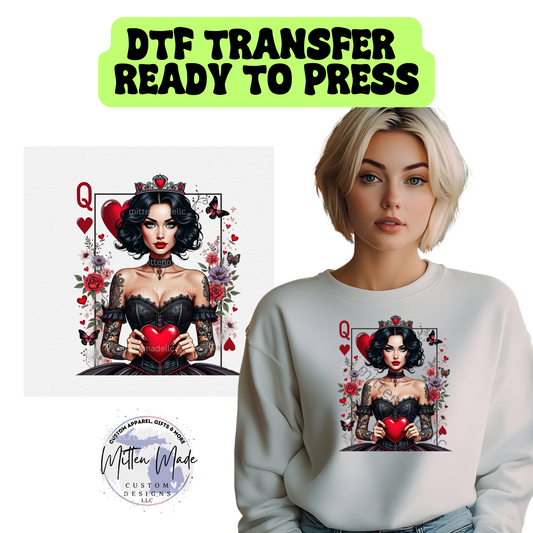 Queen Of Hearts DTF Transfer