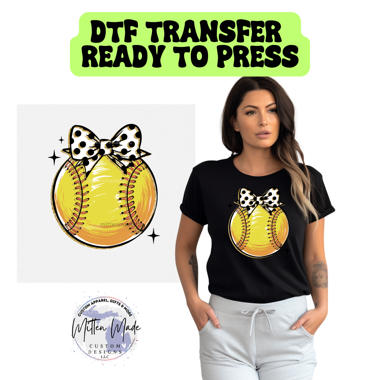 Softball Coquette DTF transfer