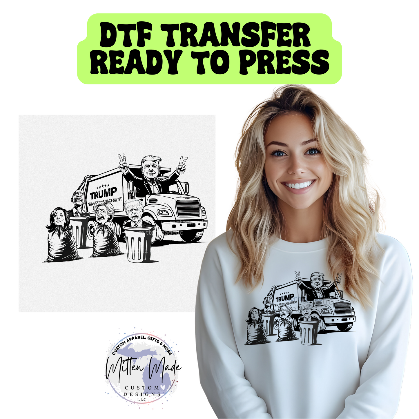 Trump Garbage Truck DTF Transfer