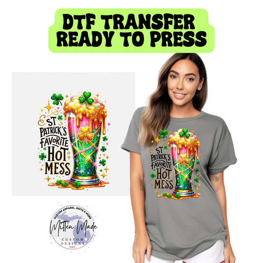 St. Patrick's Favorite Hot Mess DTF Transfer