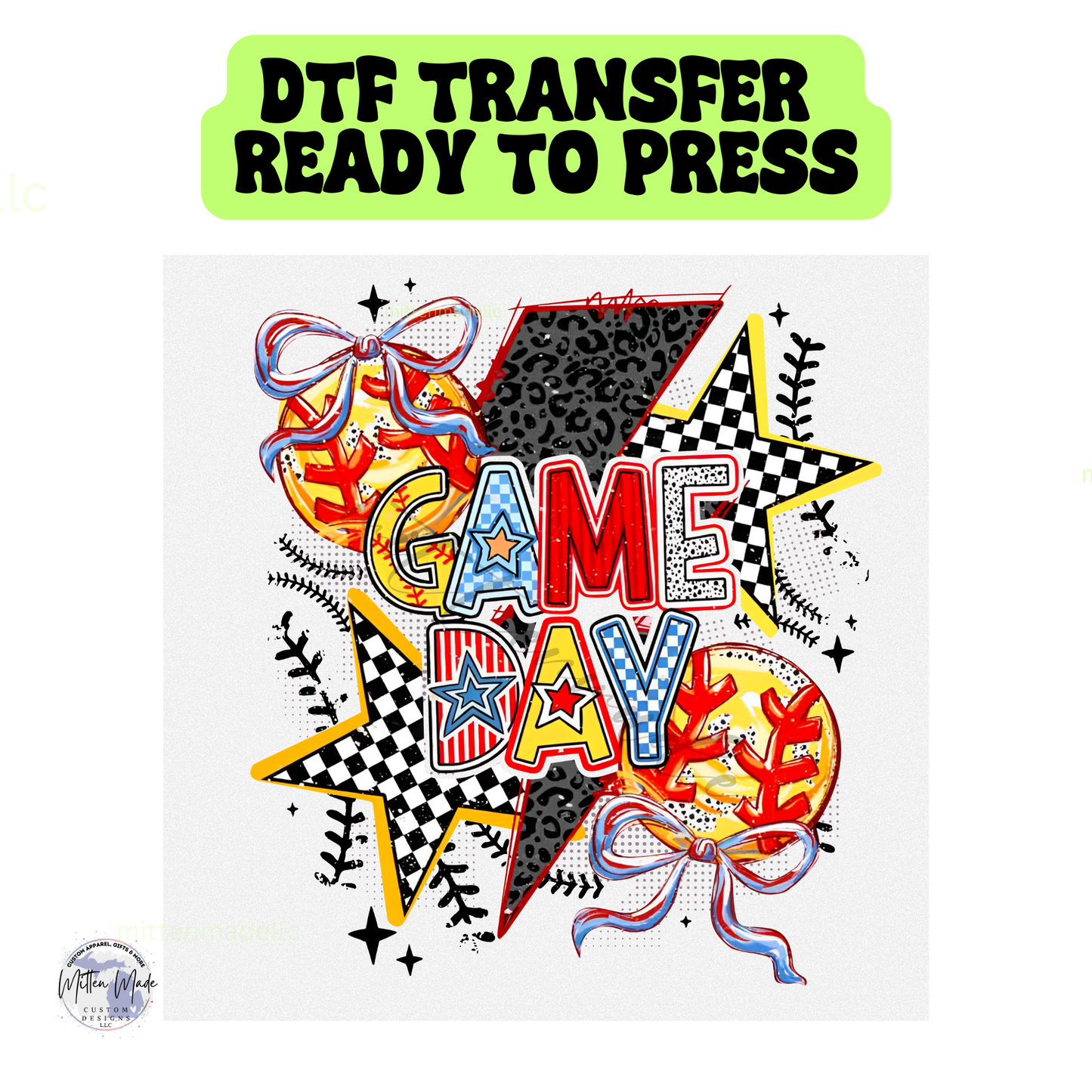 Game Day Softball Leopard DTF Transfer