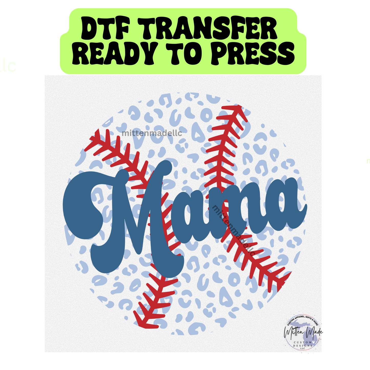 Leopard Baseball Mama DTF Transfer