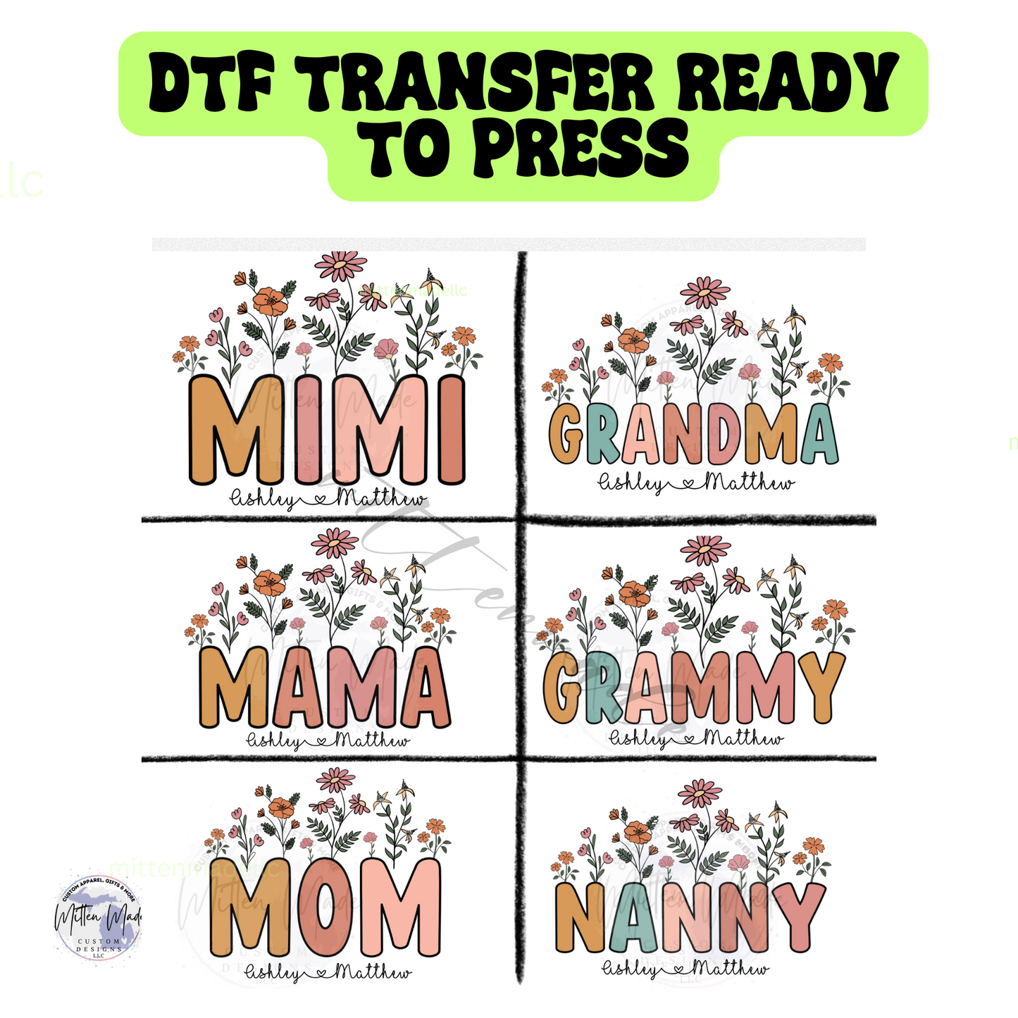 Custom Mothers Day DTF Transfer