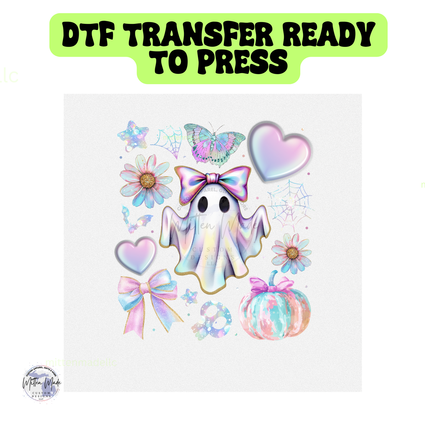 Iridescent Spooky Ghost DTF Transfer