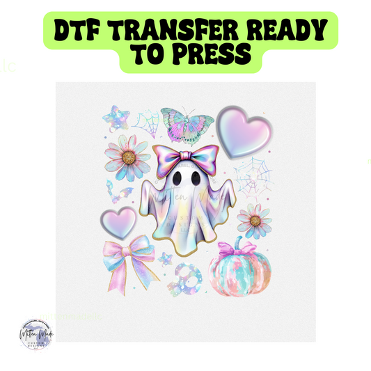 Iridescent Spooky Ghost DTF Transfer