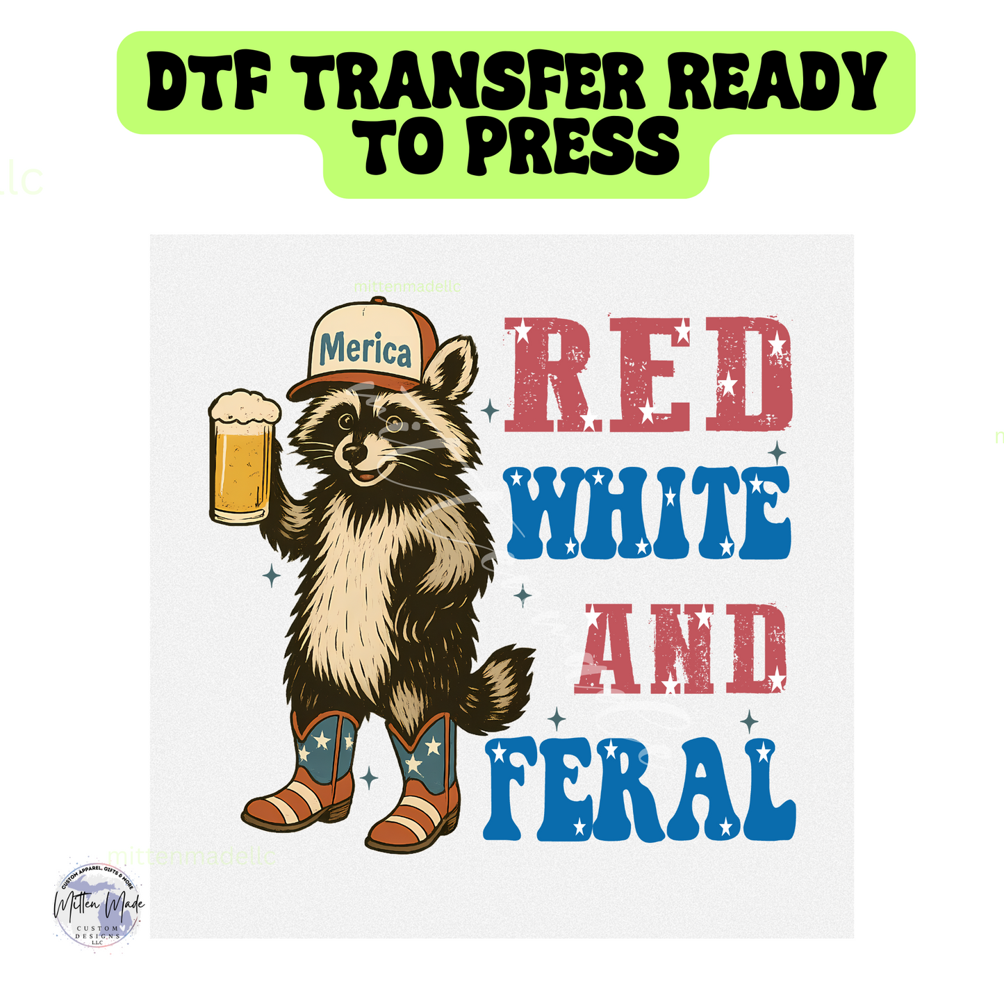 Red White And Feral DTF Transfer