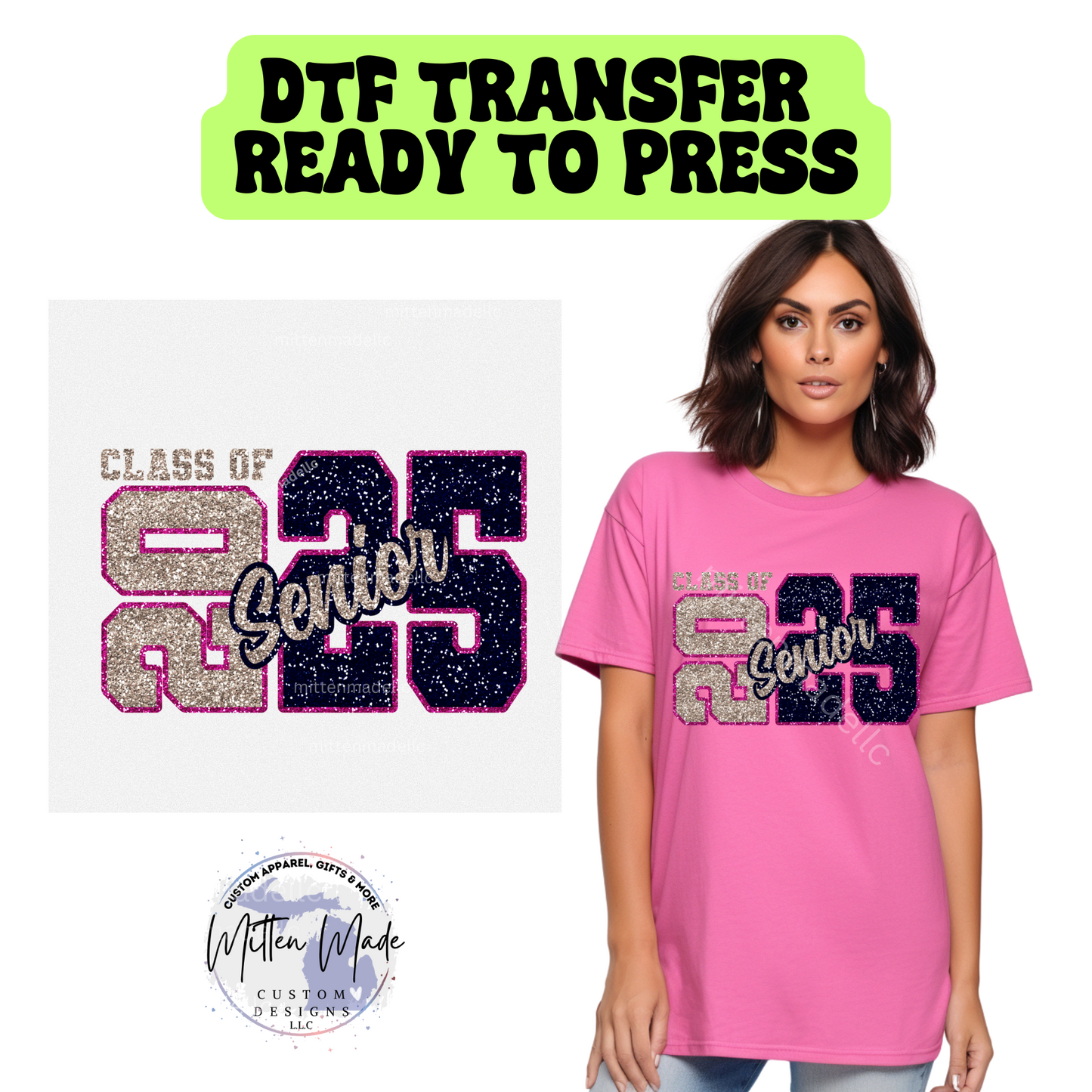 Senior 2025 Glitter Design DTF Transfer