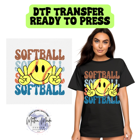 Peace Sign Softball DTF Transfer
