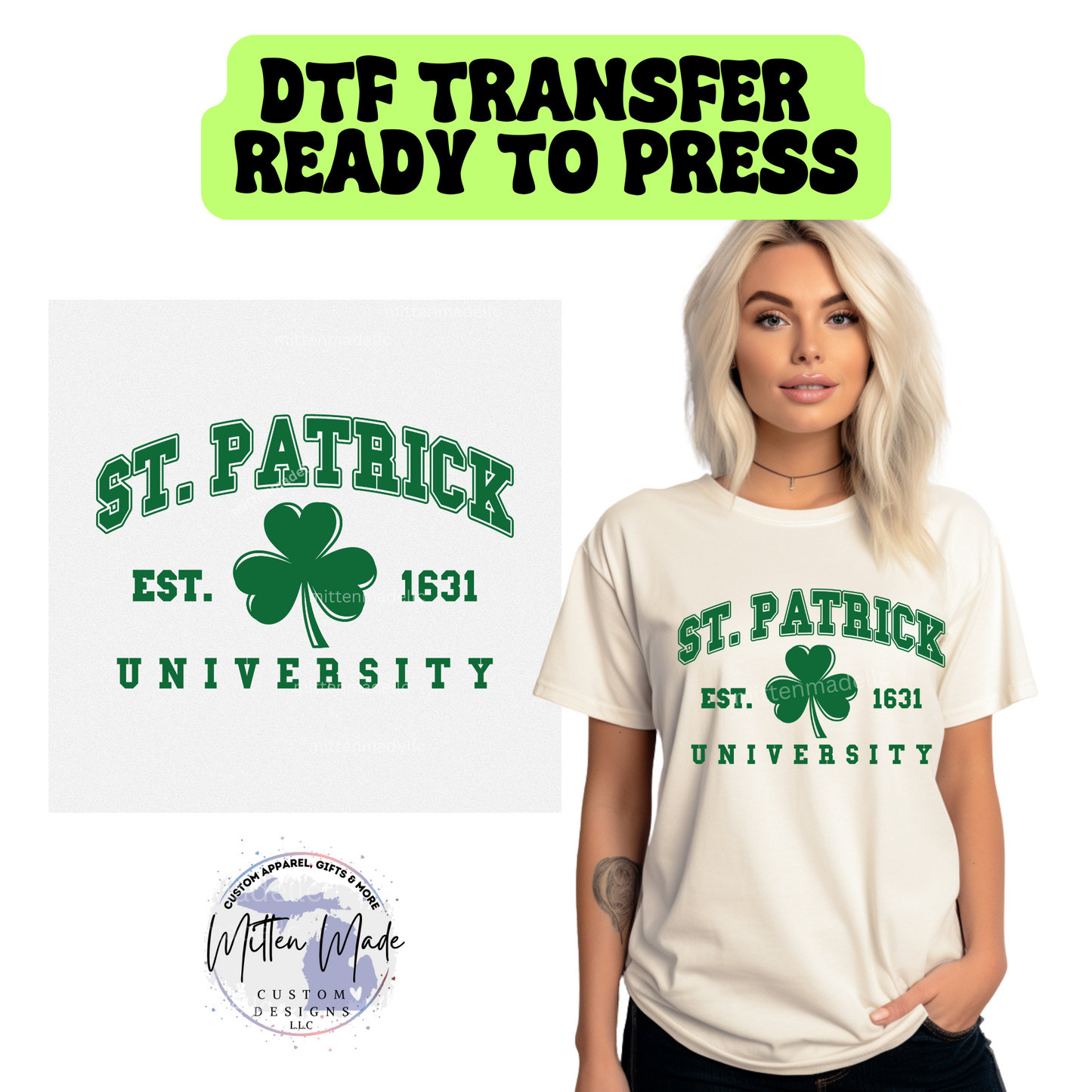 St. Patricks University DTF Transfer
