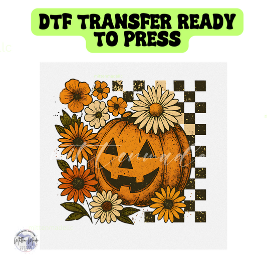 Floral Retro Pumpkin DTF Transfer